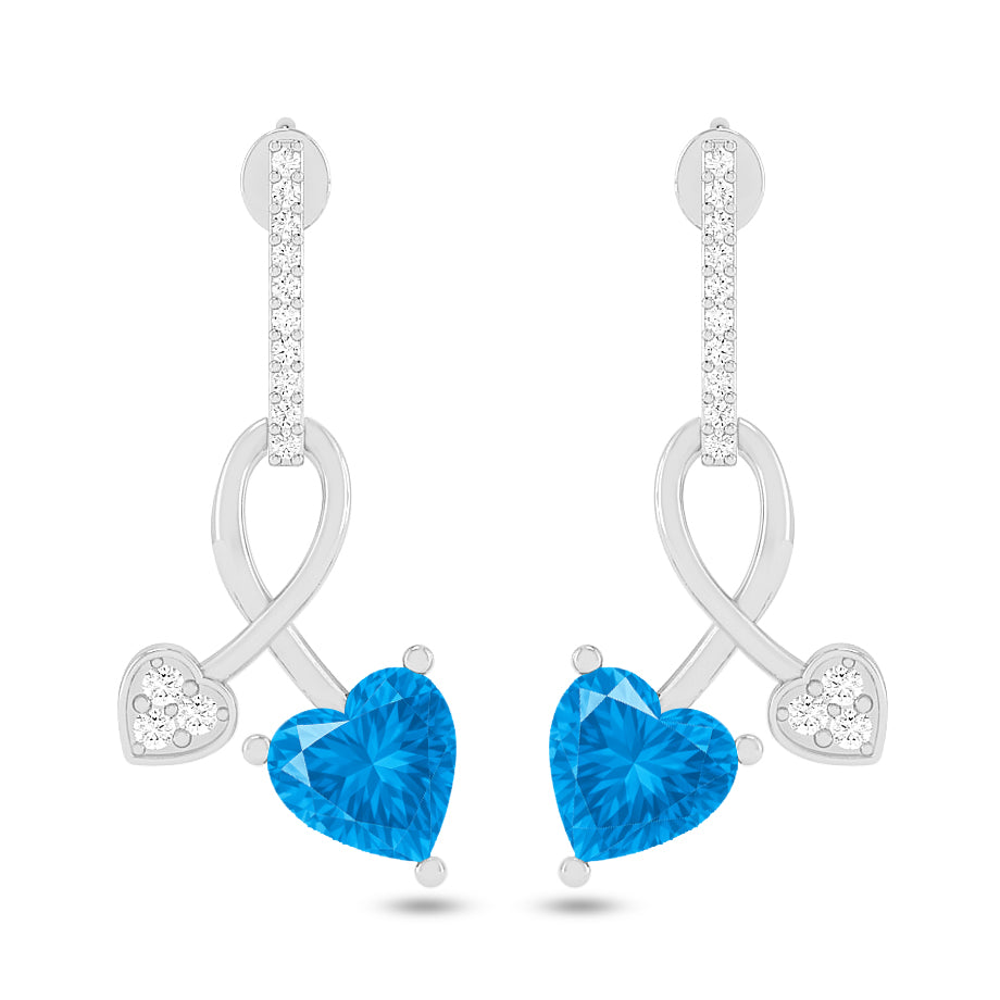 Infinity Heart Drop Earrings | 925 Sterling Silver Birthstone Stud Earrings | Diamond Accent Gemstone Earrings | 15 Birthstone Options | Gift for Women