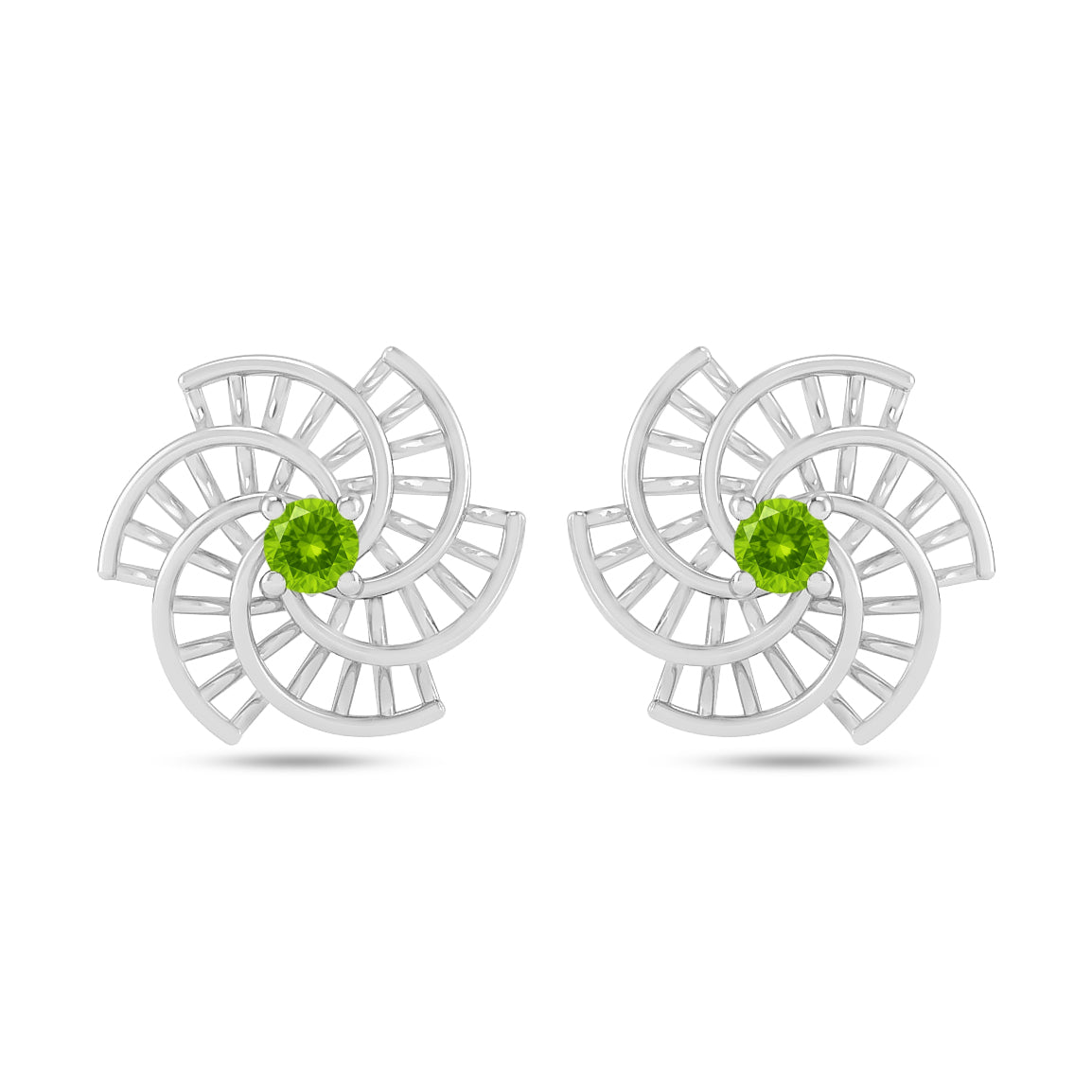 Spiral Floral Stud Earrings | 925 Sterling Silver Birthstone Stud Earrings | Diamond Accent Gemstone Earrings | 15 Birthstone Options | Gift for Women