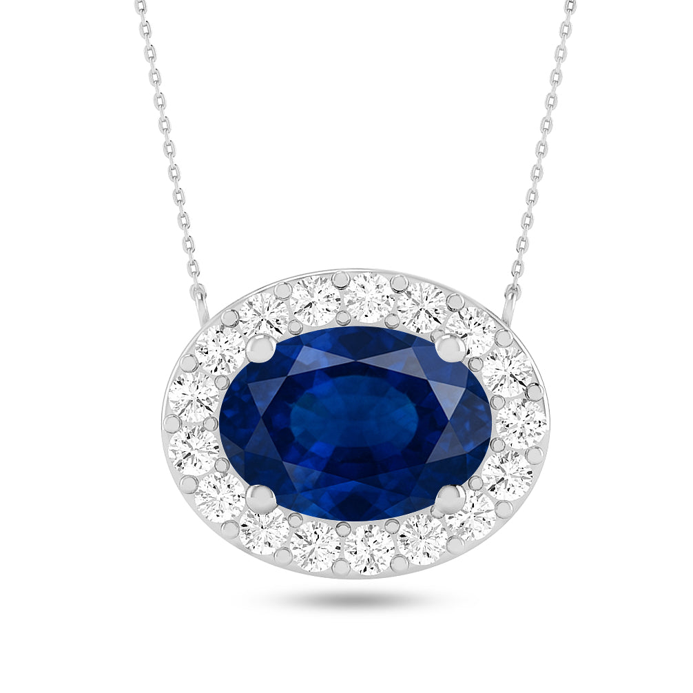 Oval Halo Solitaire Pendant | Starburst Pendant | Heart Knot Teardrop Pendant | Sterling Silver Birthstone Necklace | Diamond Accent | Adjustable Chain | 15 Gemstone Choices