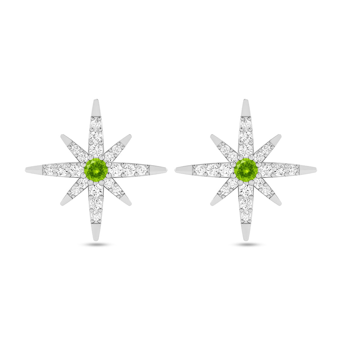 Celestial Starburst Stud Earrings | 925 Sterling Silver Birthstone Stud Earrings | Diamond Accent Gemstone Earrings | 15 Birthstone Options | Gift for Women