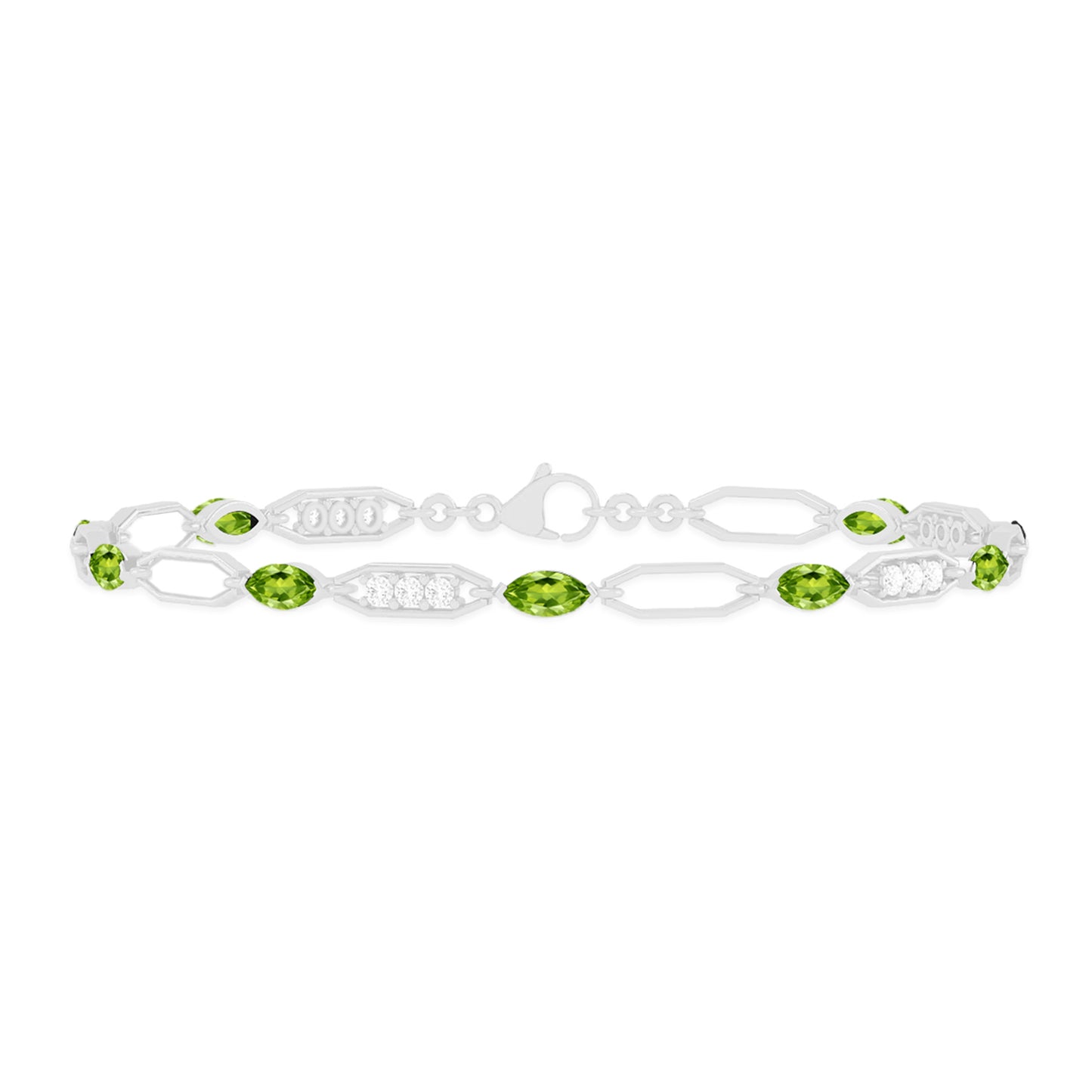 Art Deco Link Bracelet | Sterling Silver Birthstone Bracelet | Adjustable Chain | 15 Gemstone Choices | Personalized Gemstone Bracelet Floral Vine Bracelet Canter piece