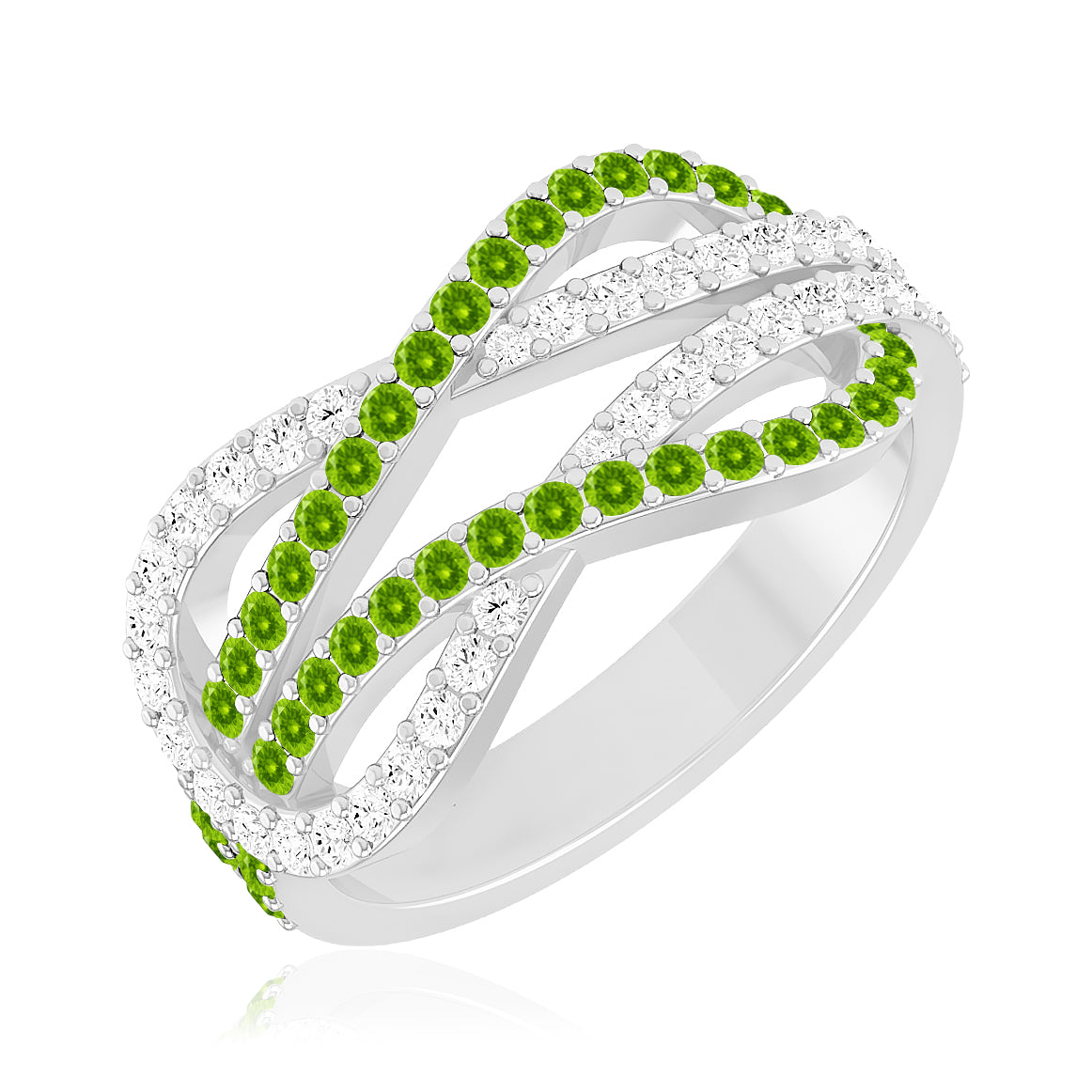 Infinity Crossover Band Ring| Sterling Silver Birthstone Ring | Genuine Gemstone & Diamond Studded Ring | Personalized Promise Ring | Gift for Her