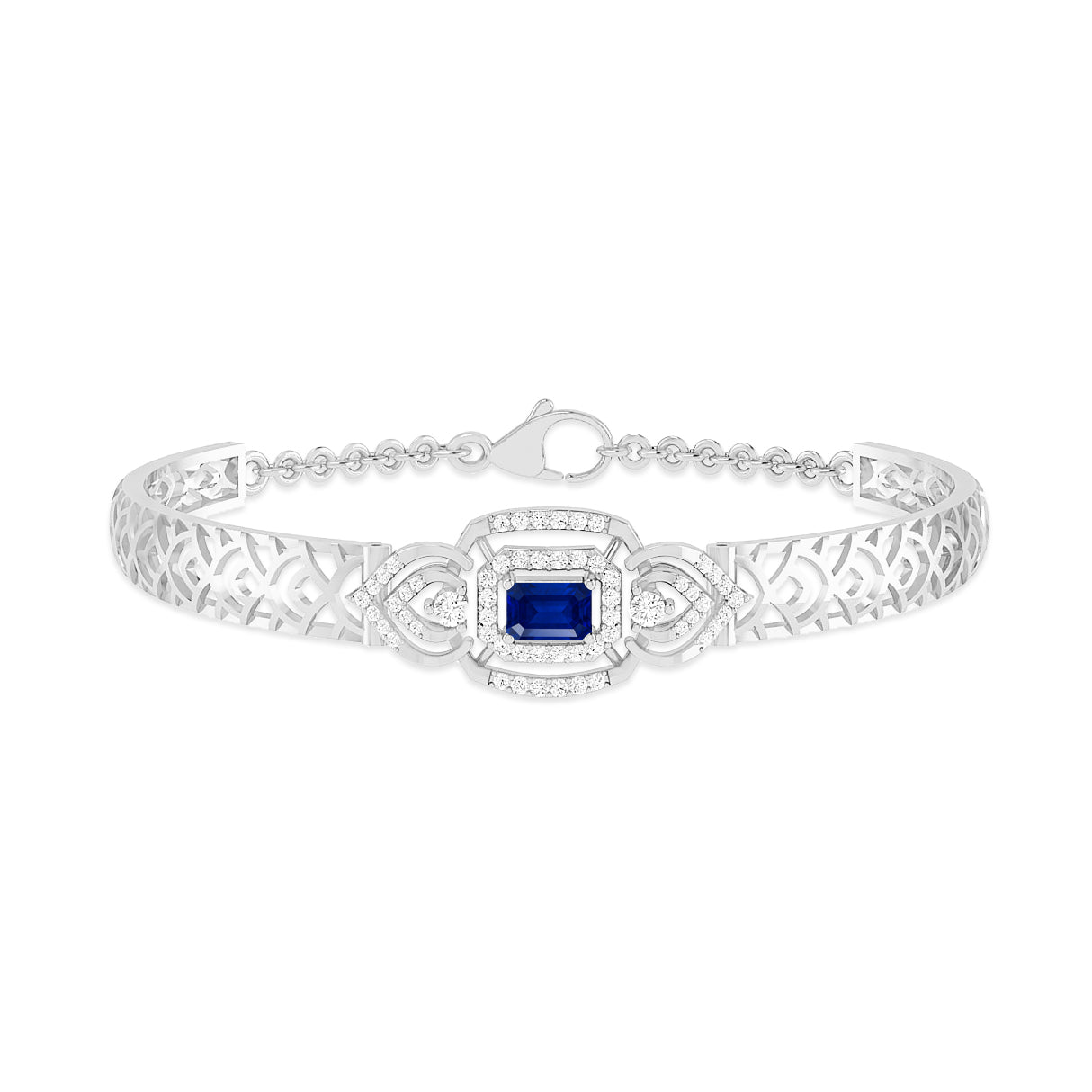 Art Deco Cuff Bracelet| Sterling Silver Birthstone Bracelet | Adjustable Chain | 15 Gemstone Choices | Personalized Gemstone Bracelet Floral Vine Bracelet Canter piece
