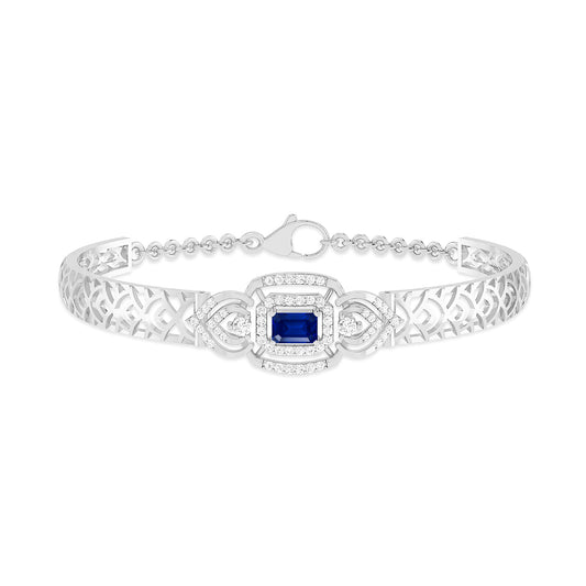 Art Deco Cuff Bracelet| Sterling Silver Birthstone Bracelet | Adjustable Chain | 15 Gemstone Choices | Personalized Gemstone Bracelet Floral Vine Bracelet Canter piece