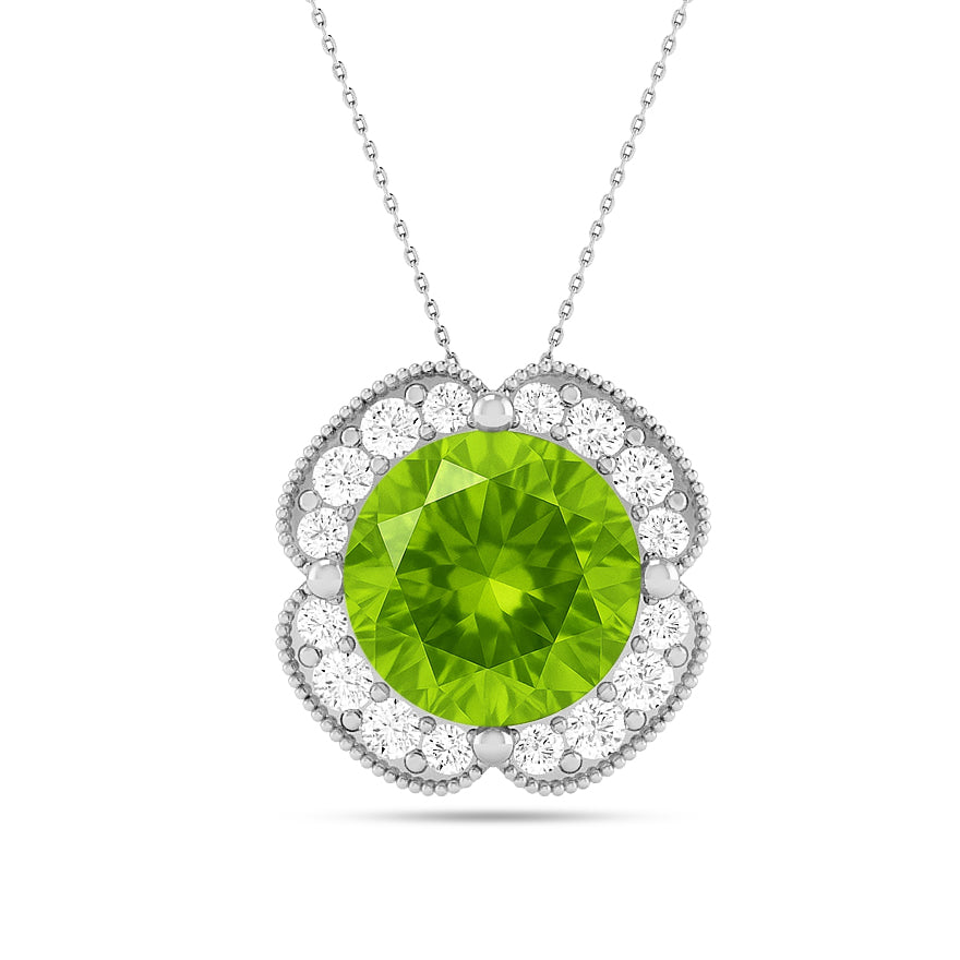 Floral Halo Pendant | Starburst Pendant | Heart Knot Teardrop Pendant | Sterling Silver Birthstone Necklace | Diamond Accent | Adjustable Chain | 15 Gemstone Choices