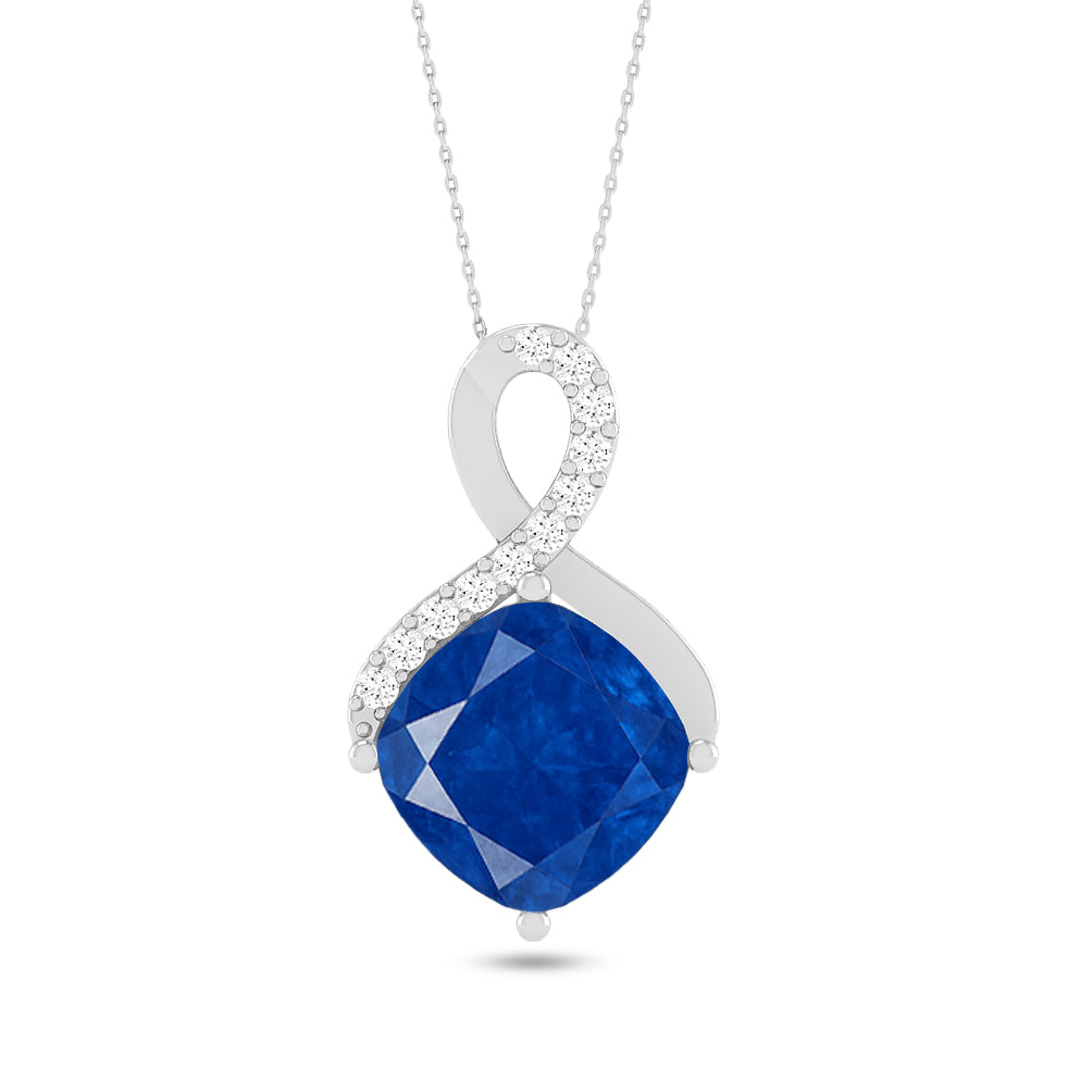 Infinity Cushion Solitaire Pendant | Starburst Pendant | Heart Knot Teardrop Pendant | Sterling Silver Birthstone Necklace | Diamond Accent | Adjustable Chain | 15 Gemstone Choices