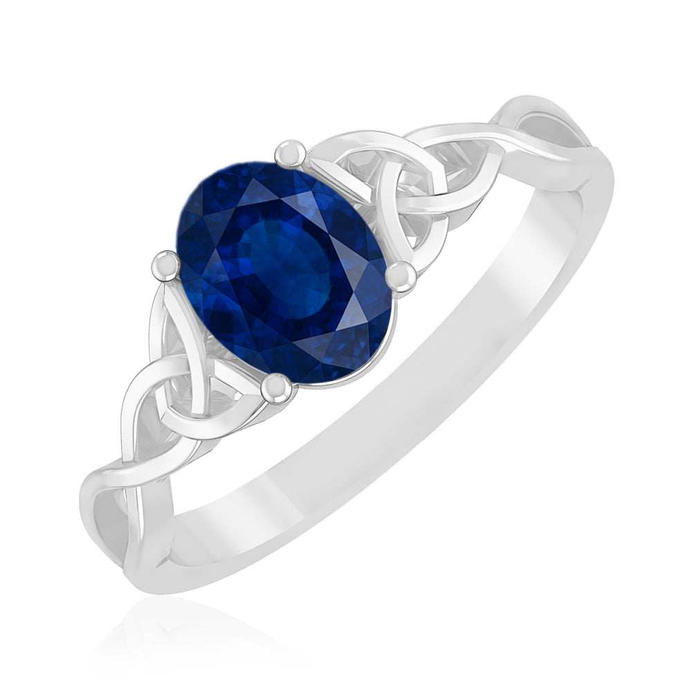 Celtic Knot Oval Solitaire Ring | Sterling Silver Birthstone Ring | Genuine Gemstone Studded Ring | Personalized Promise Ring | Gift for Her