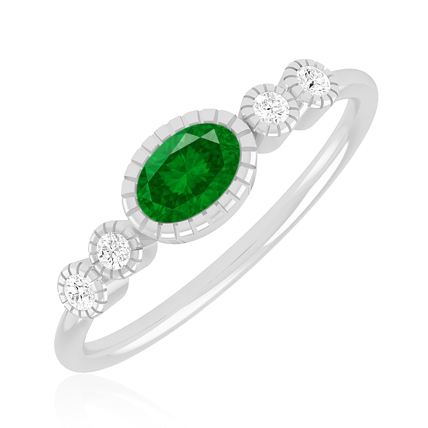 Bezel Set Three-Stone Ring | Sterling Silver Birthstone Ring | Genuine Gemstone & Diamond Studded Ring | Personalized Promise Ring | Gift for Her