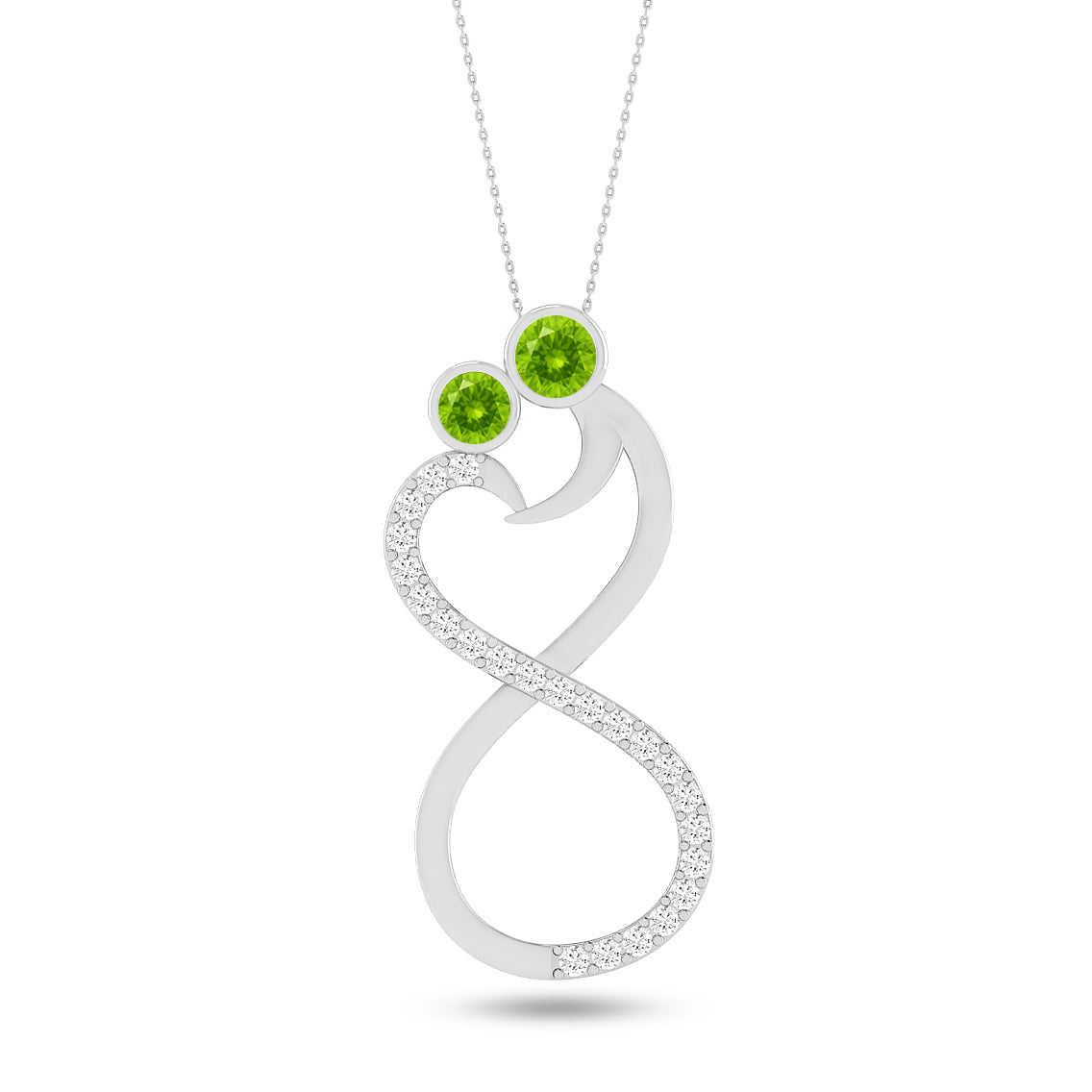 Couple Heart Infinity Pendant | Starburst Pendant | Heart Knot Teardrop Pendant | Sterling Silver Birthstone Necklace | Diamond Accent | Adjustable Chain | 15 Gemstone Choices