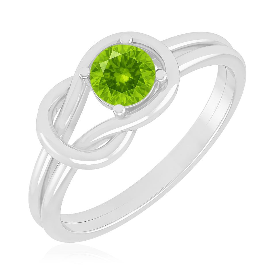 Infinity Knot Solitaire Ring | Sterling Silver Birthstone Ring | Genuine Gemstone & Diamond Studded Ring | Personalized Promise Ring | Gift for Her