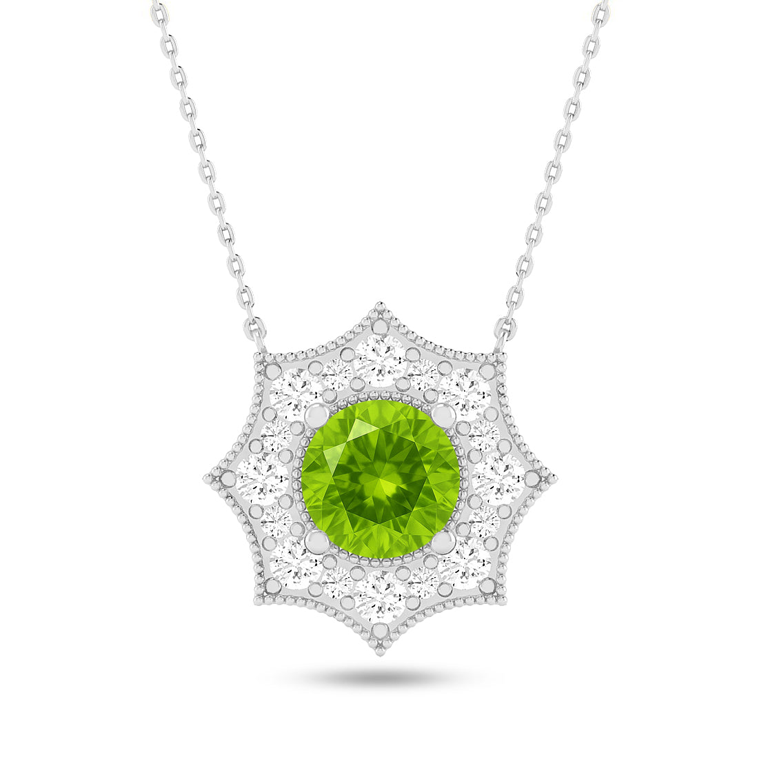 Snowflake Halo Pendant | Starburst Pendant | Heart Knot Teardrop Pendant | Sterling Silver Birthstone Necklace | Diamond Accent | Adjustable Chain | 15 Gemstone Choices