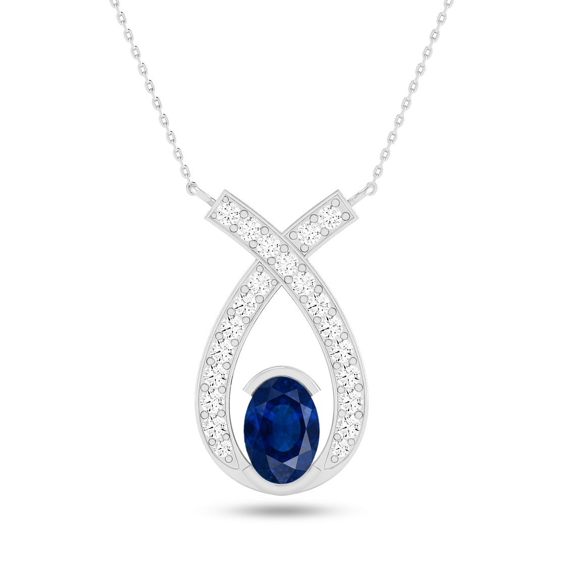 Teardrop Halo Pendant | Starburst Pendant | Heart Knot Teardrop Pendant | Sterling Silver Birthstone Necklace | Diamond Accent | Adjustable Chain | 15 Gemstone Choices