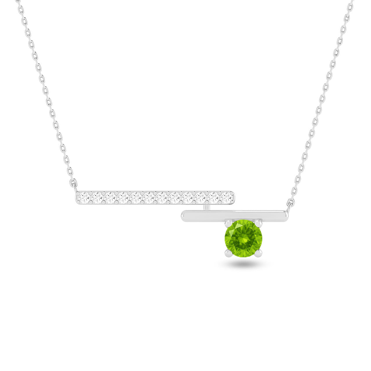 Geometric Bar Pendant | Starburst Pendant | Heart Knot Teardrop Pendant | Sterling Silver Birthstone Necklace | Diamond Accent | Adjustable Chain | 15 Gemstone Choices