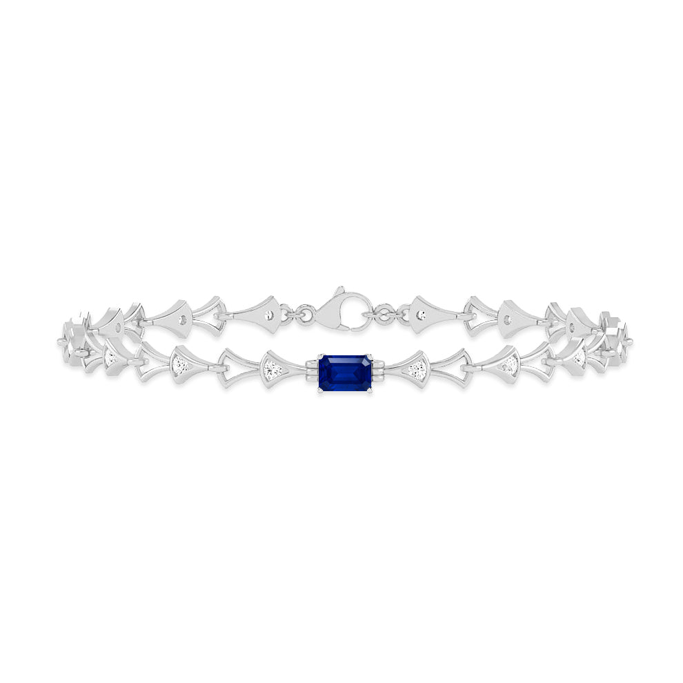Art Deco Link Bracelet | Sterling Silver Birthstone Bracelet | Adjustable Chain | 15 Gemstone Choices | Personalized Gemstone Bracelet Floral Vine Bracelet Canter piece