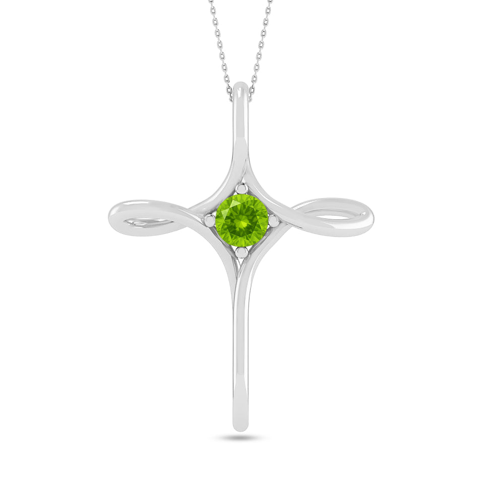 Infinity Cross Pendant | Sterling Silver Birthstone Necklace | Adjustable Chain | 15 Gemstone Choices | Personalized Gemstone Pendant