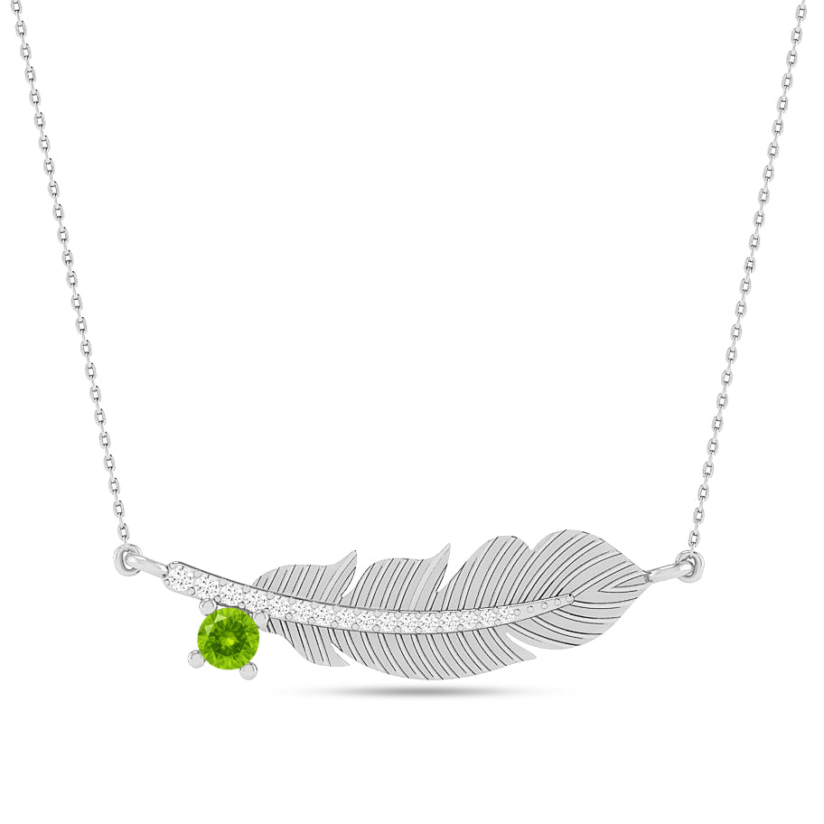 Feather Pendant Necklace | Starburst Pendant | Heart Knot Teardrop Pendant | Sterling Silver Birthstone Necklace | Diamond Accent | Adjustable Chain | 15 Gemstone Choices
