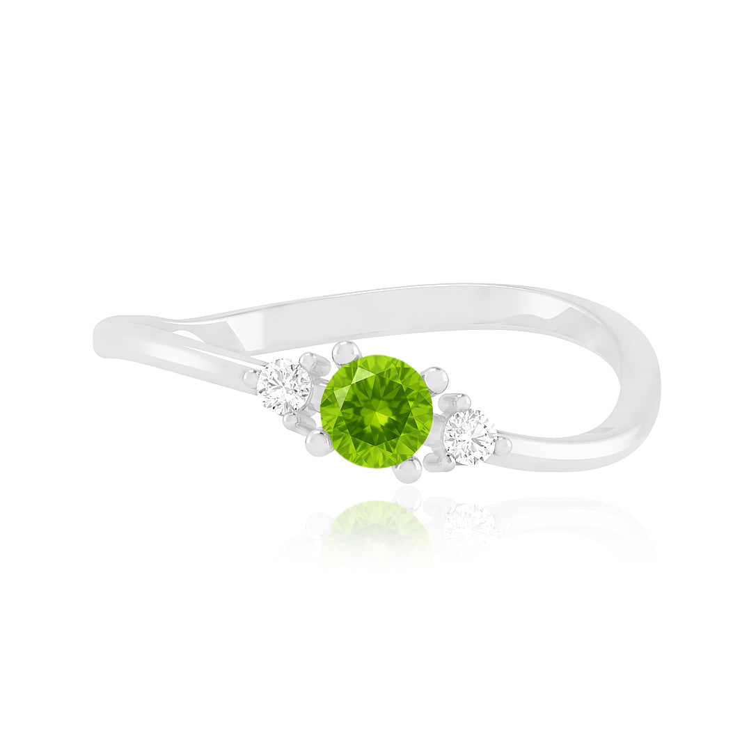 Three Stone Solitaire Ring | Sterling Silver Birthstone Ring | Genuine Gemstone & Diamond Studded Ring | Personalized Promise Ring | Gift for Her