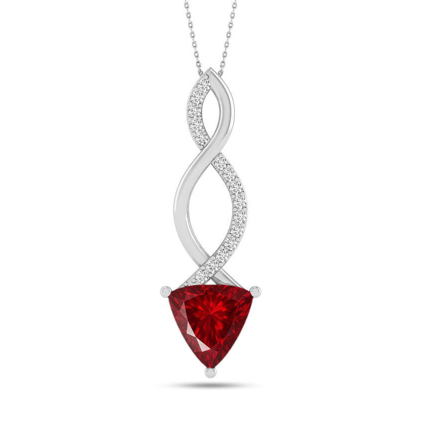 Infinity Twist Pendant | Sterling Silver Birthstone Necklace | Diamond Accent | Adjustable Chain | 15 Gemstone Choices