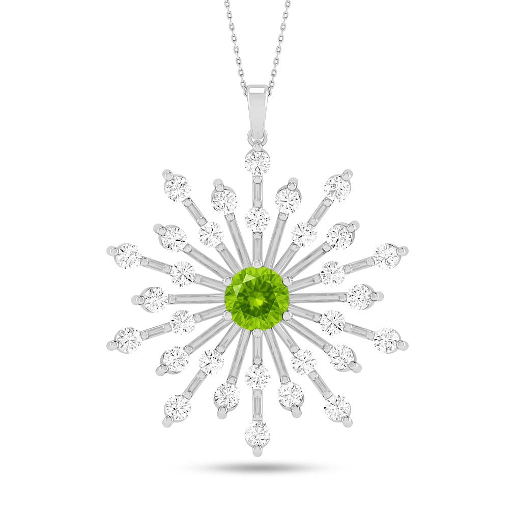 Starburst Pendant | Heart Knot Teardrop Pendant | Sterling Silver Birthstone Necklace | Diamond Accent | Adjustable Chain | 15 Gemstone Choices