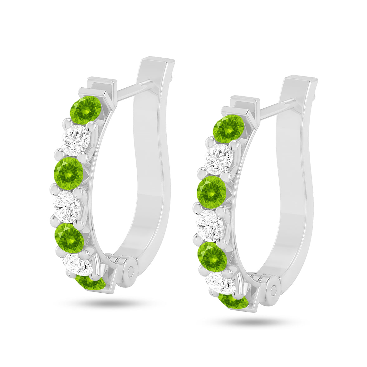 Inside-Outside Hoop Earrings | 925 Sterling Silver Birthstone Stud Earrings | Diamond Accent Gemstone Earrings | 15 Birthstone Options | Gift for Women