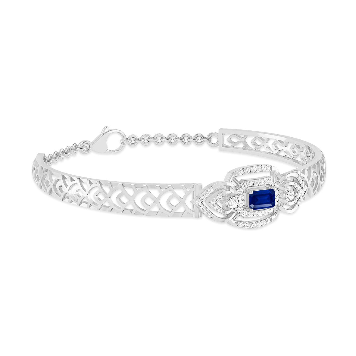 Art Deco Cuff Bracelet| Sterling Silver Birthstone Bracelet | Adjustable Chain | 15 Gemstone Choices | Personalized Gemstone Bracelet Floral Vine Bracelet Canter piece