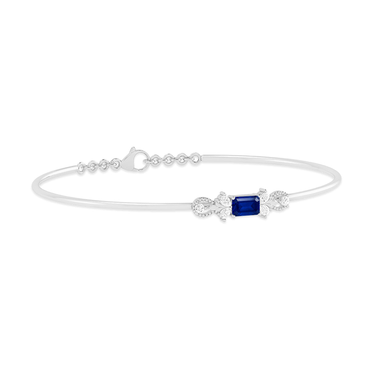 Gemstone Bangle Bracelet | Sterling Silver Birthstone Bracelet | Adjustable Chain | 15 Gemstone Choices | Personalized Gemstone Bracelet Floral Vine Bracelet Canter piece