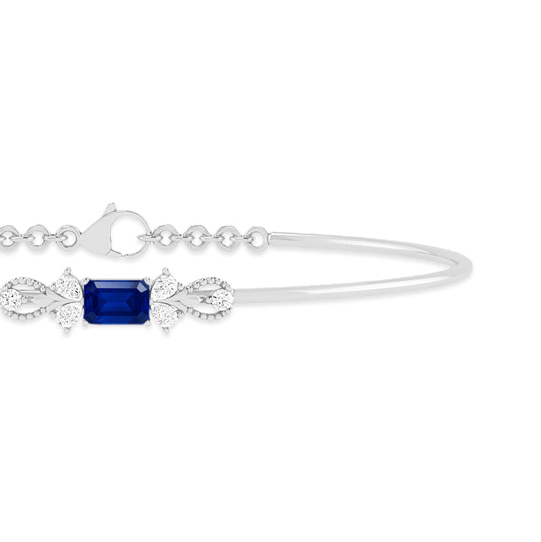 Gemstone Bangle Bracelet | Sterling Silver Birthstone Bracelet | Adjustable Chain | 15 Gemstone Choices | Personalized Gemstone Bracelet Floral Vine Bracelet Canter piece