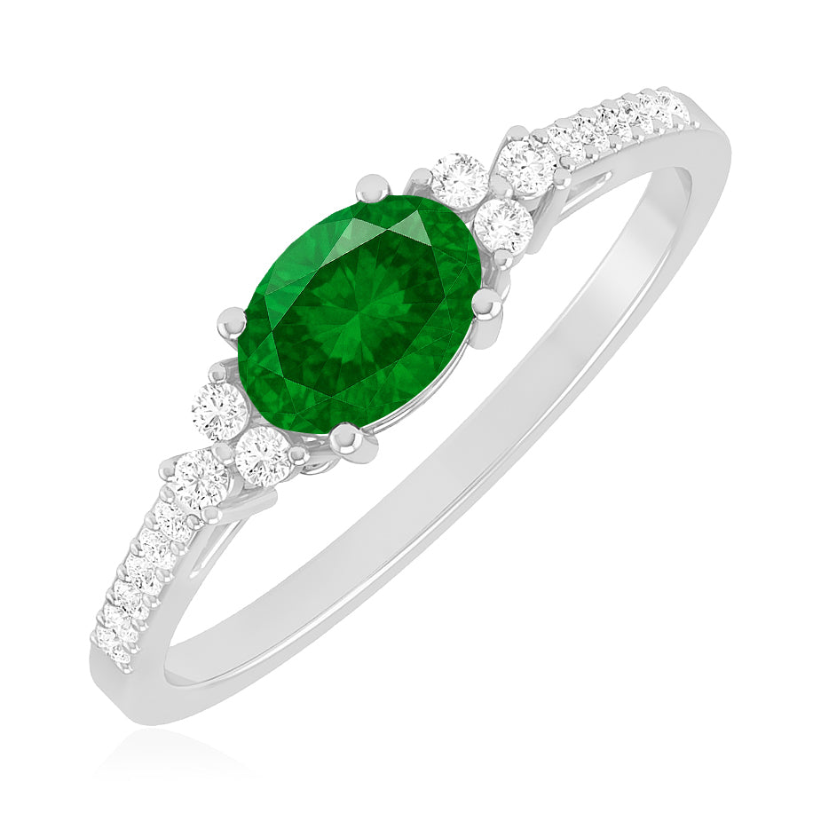 Bezel Set Three-Stone Ring | Sterling Silver Birthstone Ring | Genuine Gemstone & Diamond Studded Ring | Personalized Promise Ring | Gift for Her