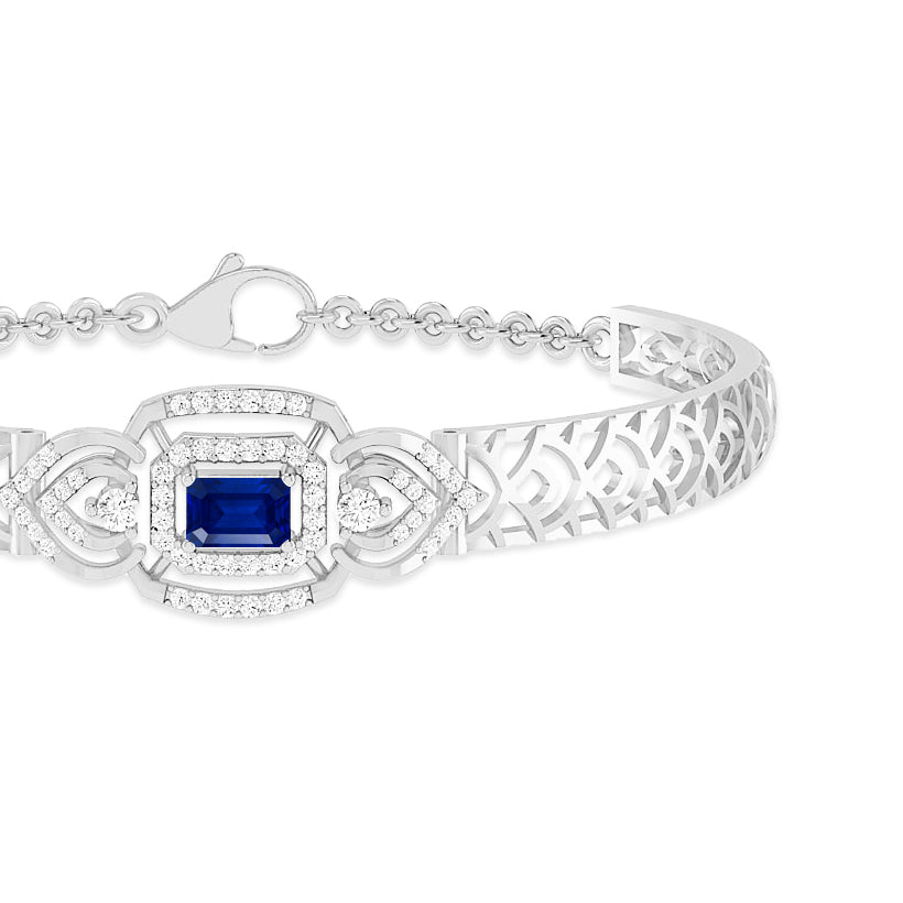 Art Deco Cuff Bracelet| Sterling Silver Birthstone Bracelet | Adjustable Chain | 15 Gemstone Choices | Personalized Gemstone Bracelet Floral Vine Bracelet Canter piece