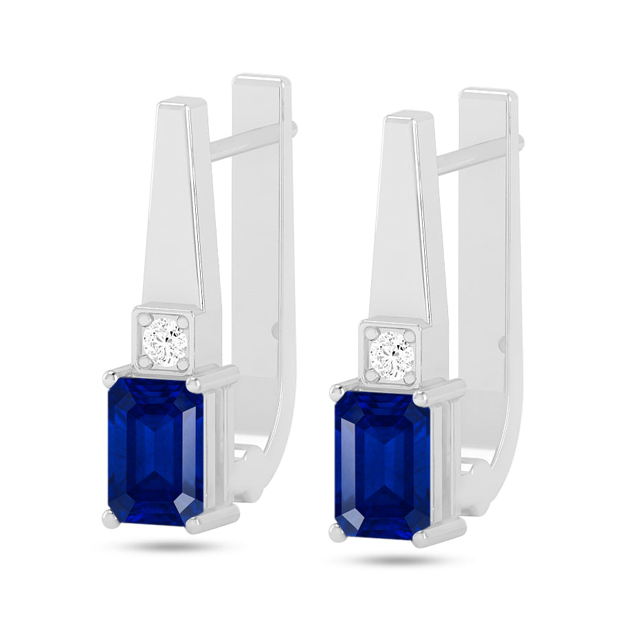Lever back Drop Earrings | 925 Sterling Silver Birthstone Stud Earrings | Diamond Accent Gemstone Earrings | 15 Birthstone Options | Gift for Women