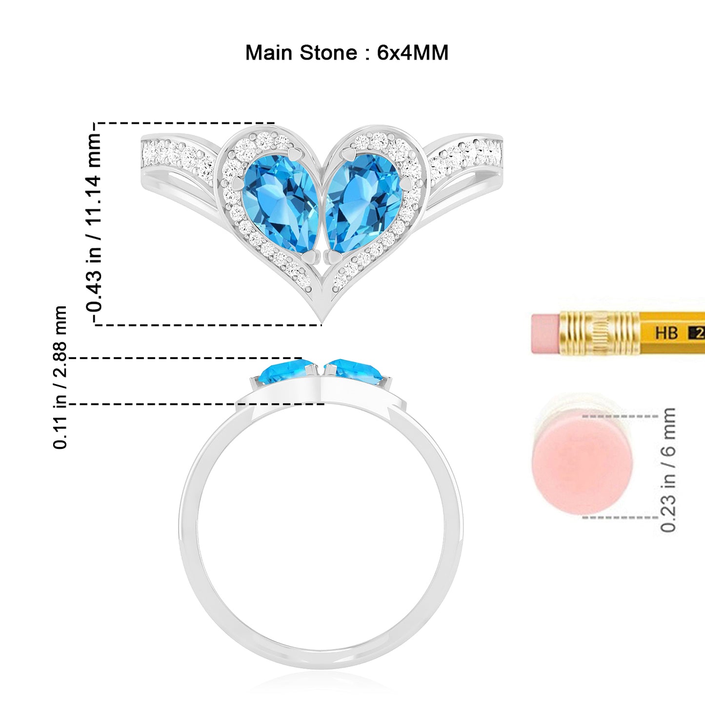 Heart-Shaped Gemstones Ring | Sterling Silver Birthstone Ring | Genuine Gemstone & Diamond Studded Ring | Personalized Promise Ring | Gift for Her