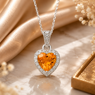 Golden Heart Crystal Pendant Necklace