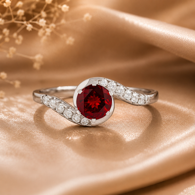 Ruby Glow Crystal Twist Ring