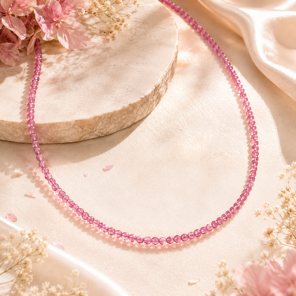 Blush Pink Crystal Beaded Necklace
